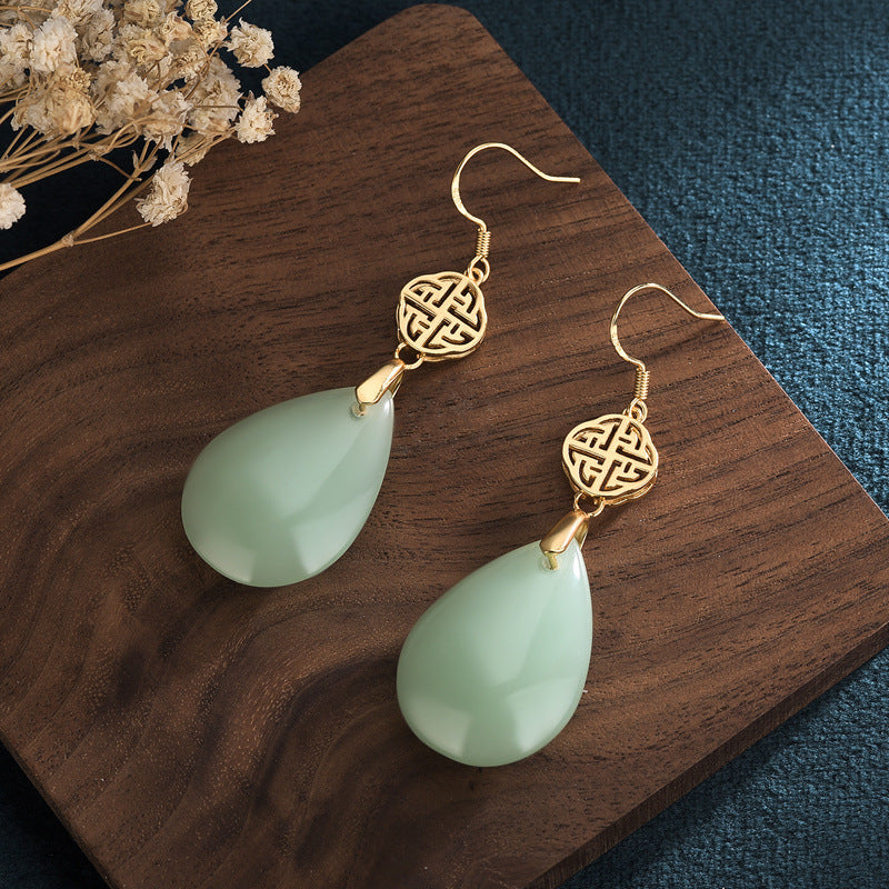 【Quartzite Jade】Drop-Shaped Earrings