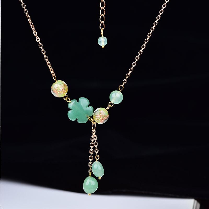 【Aventurine】Floral Green Necklace