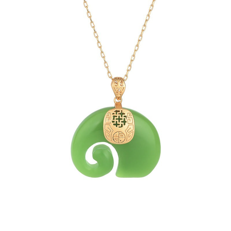 【Quartzite Jade】Elephant Pendant Necklace