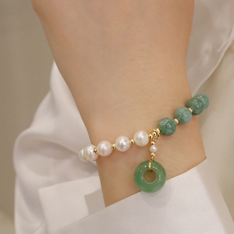 【Aventurine】Jade Circle Pearl Bracelet