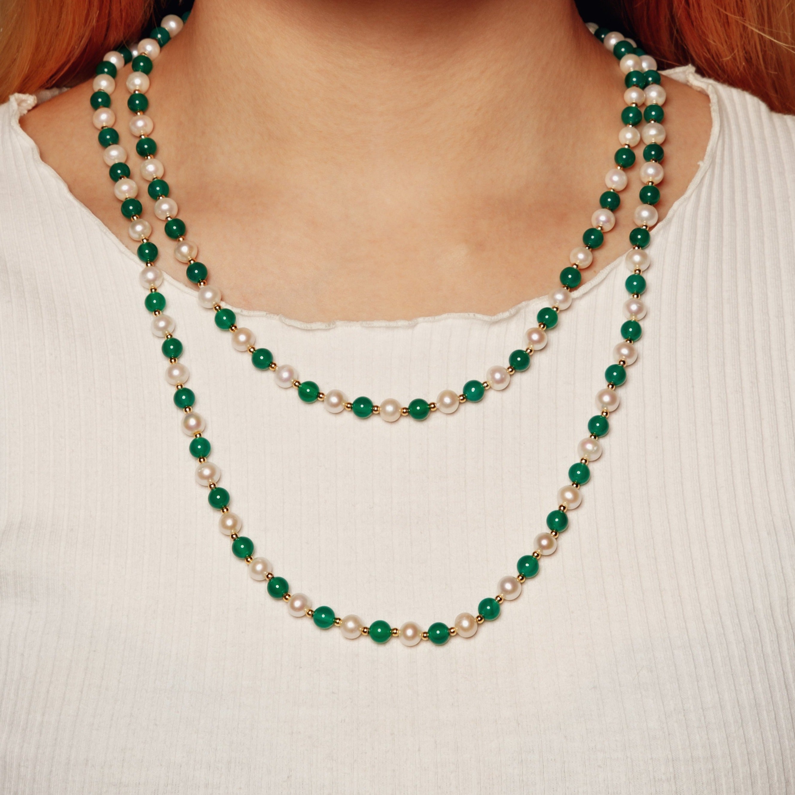 【Chalcedony】7MM S925 Pearl Jade Necklace
