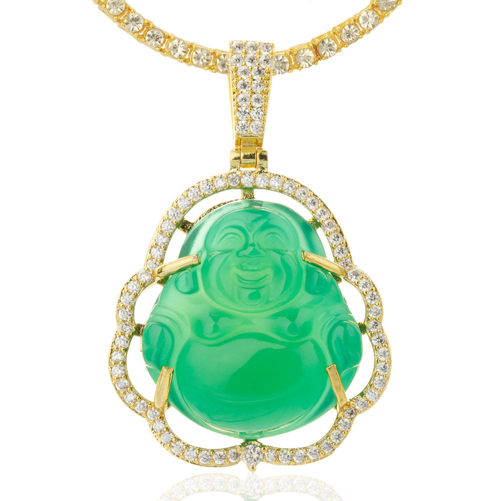 【Chalcedony】Maitreya Buddha Chrysoparse Necklace
