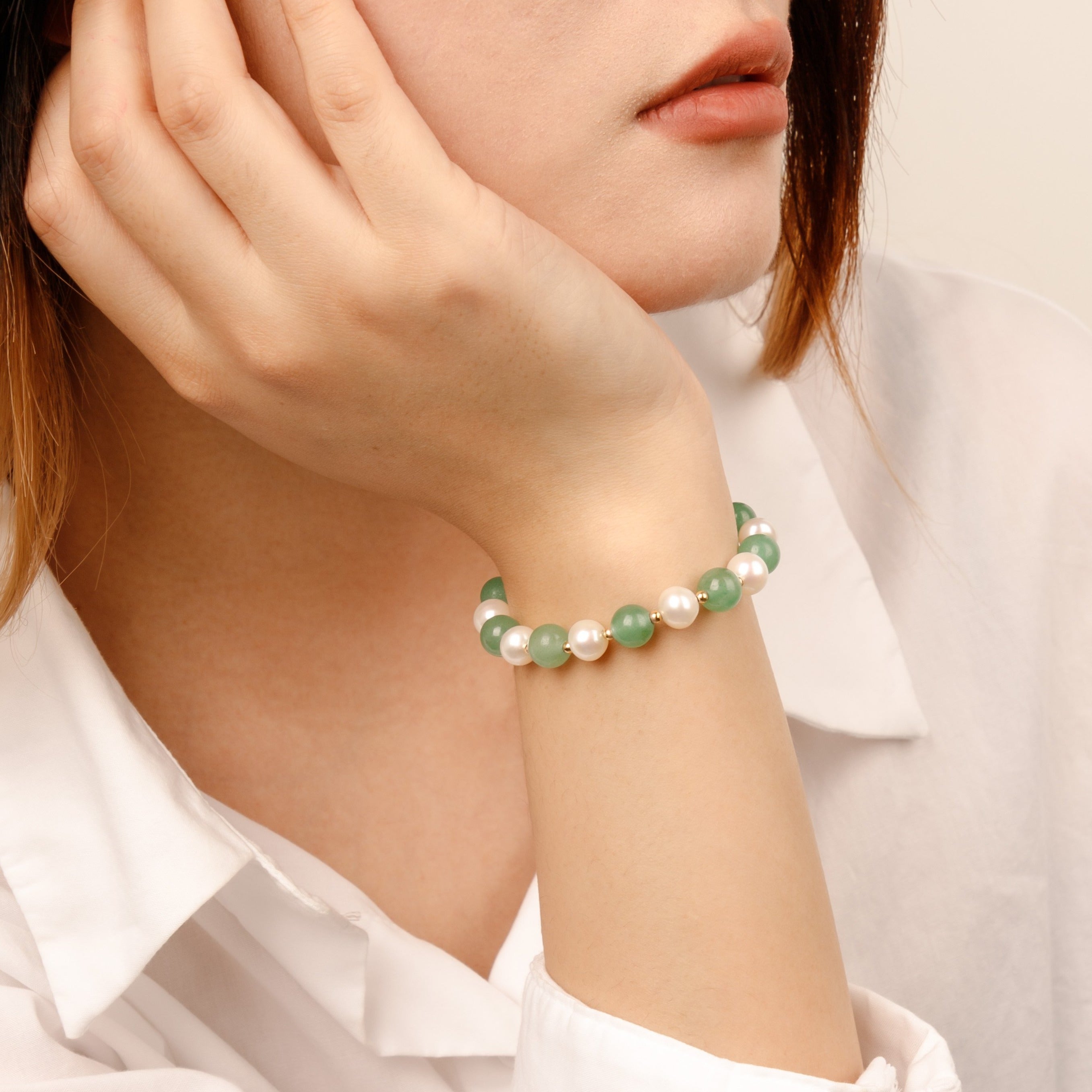 【Aventurine】S925 Freshwater Pearl Jade Bracelet