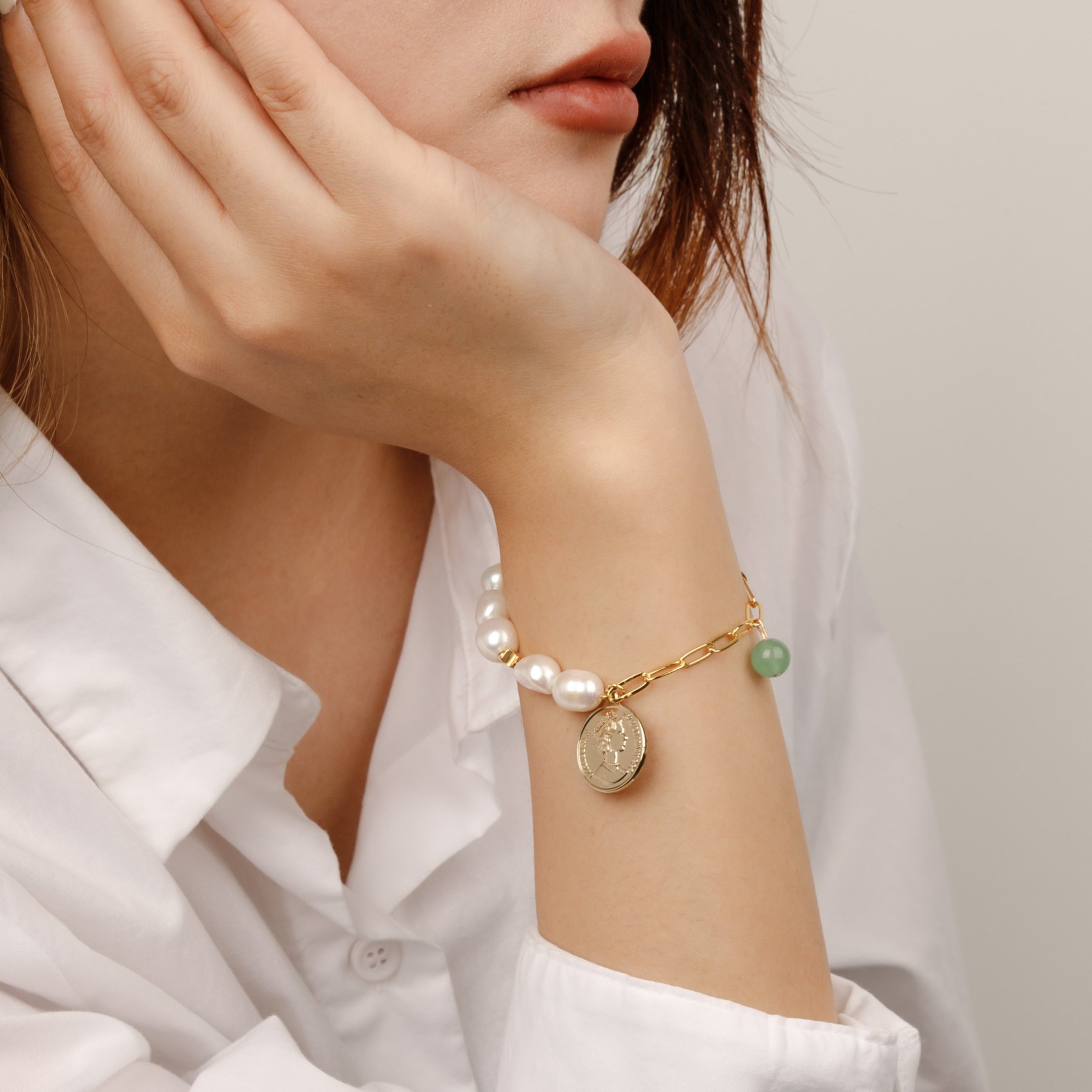【Aventurine】Pearl Jade Bracelet