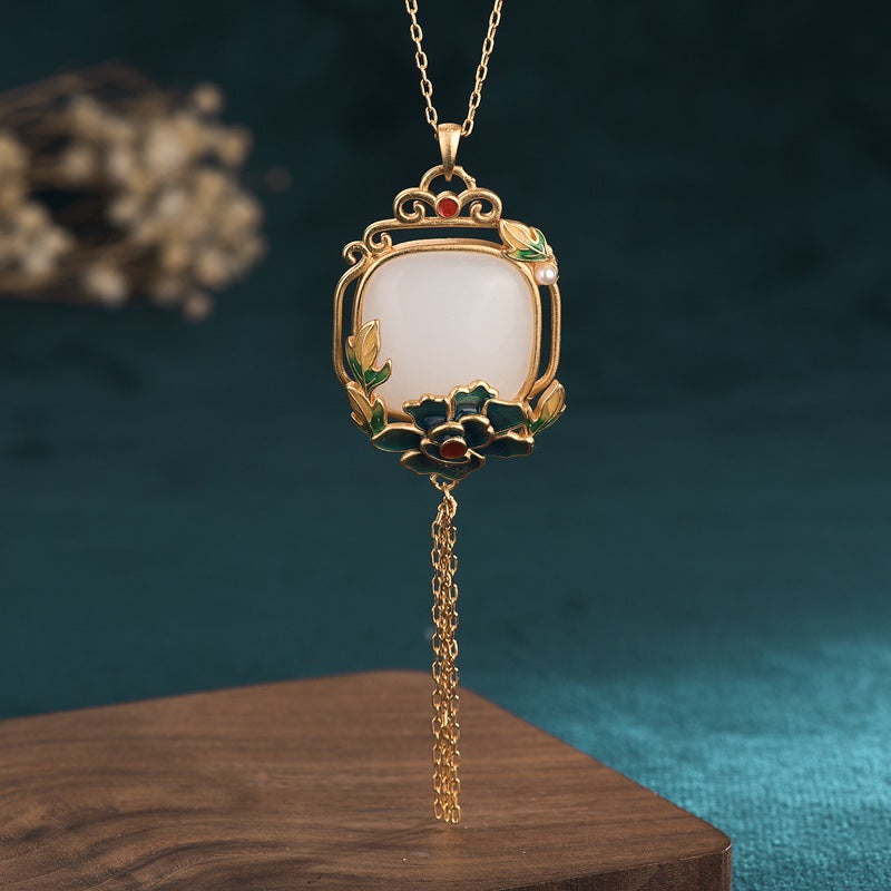 【Quartzite Jade】Tassels White Necklace