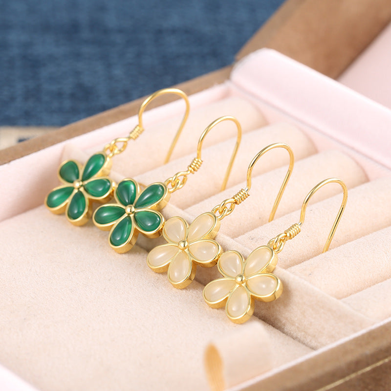 【Agate】Clover Floral Agate Earrings