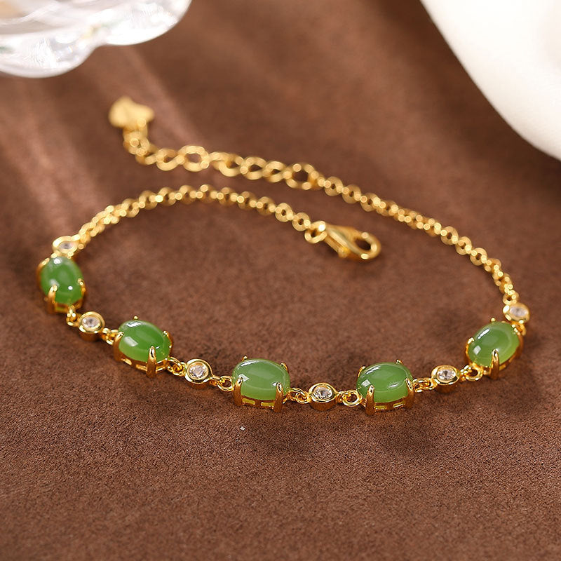 【Hetian Jade】S925 Silver Bracelet Hetian Jade Bracelet