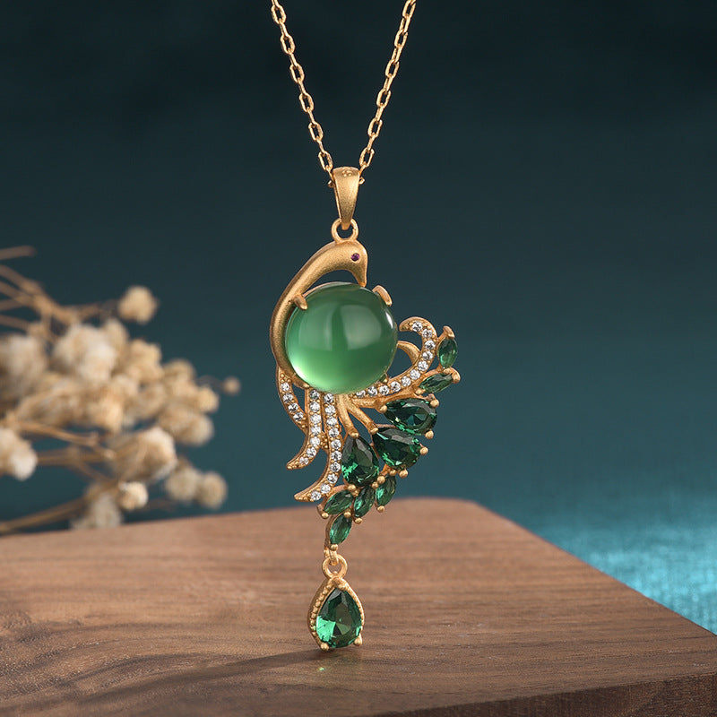 【Agate】Peacock Green Natural Jade Necklace