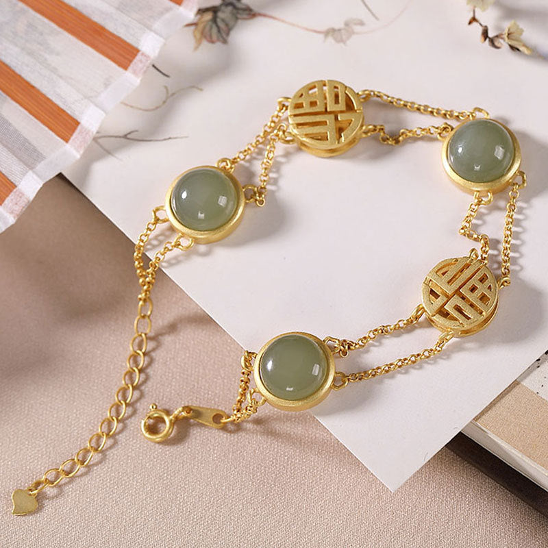 【Hetian Jade】Celadonish Jade Bracelet