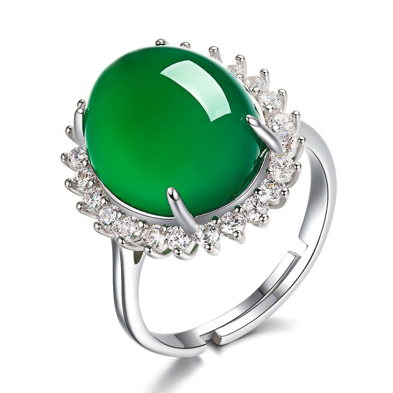 【Chalcedony】Silver Jade Ring