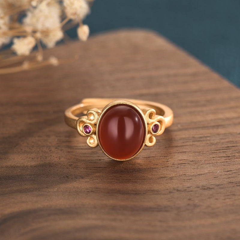 【Agate】Cloud Red Agate Ring