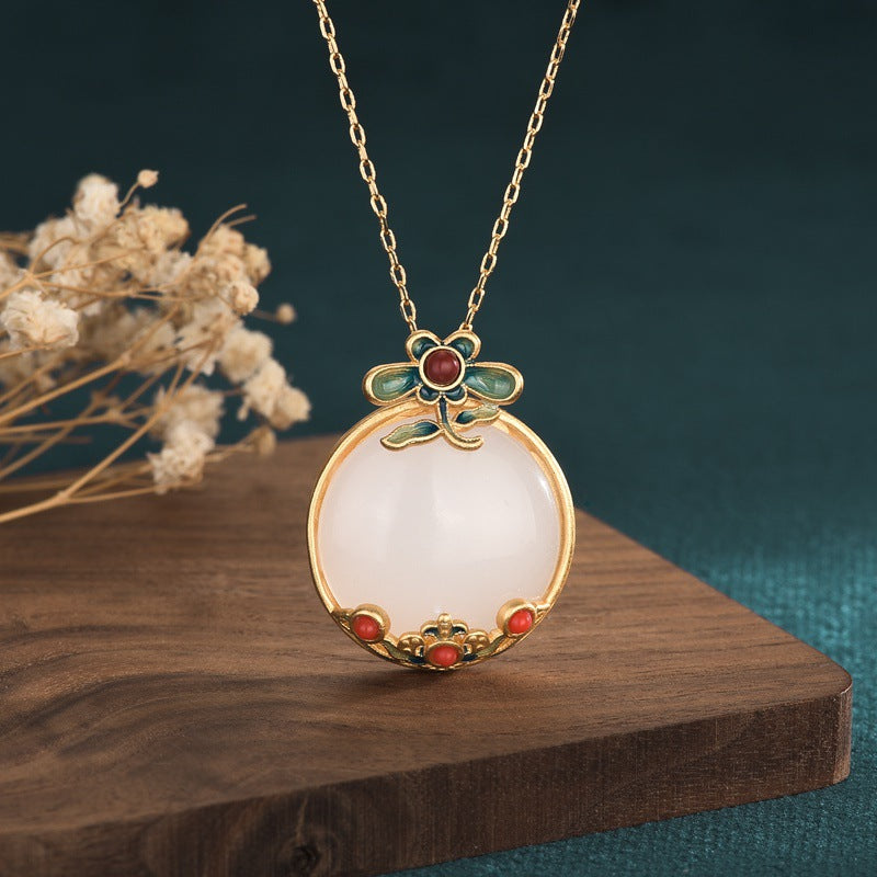 【Quartzite Jade】Floral White Necklace