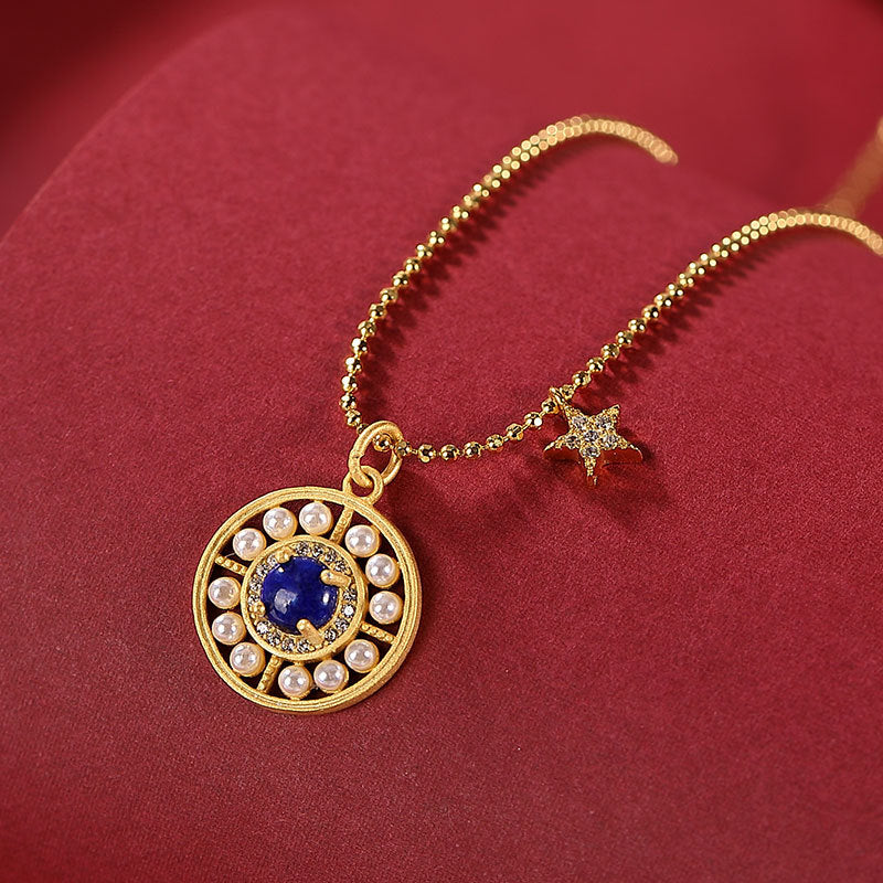 【Lapis Lazuli】S925 Silver Hollow Out Necklace