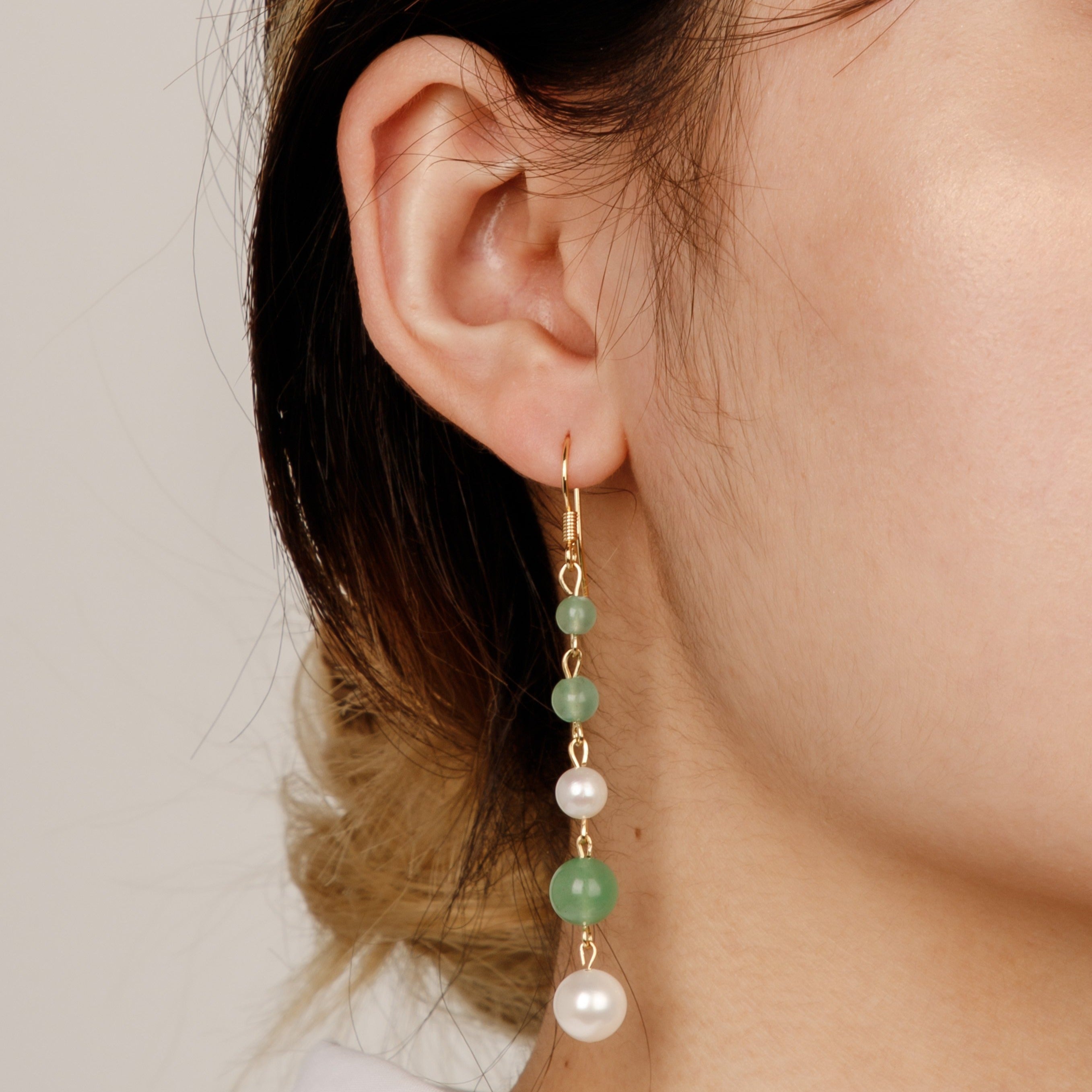 【Aventurine】Natural Pearl Jade Earrings