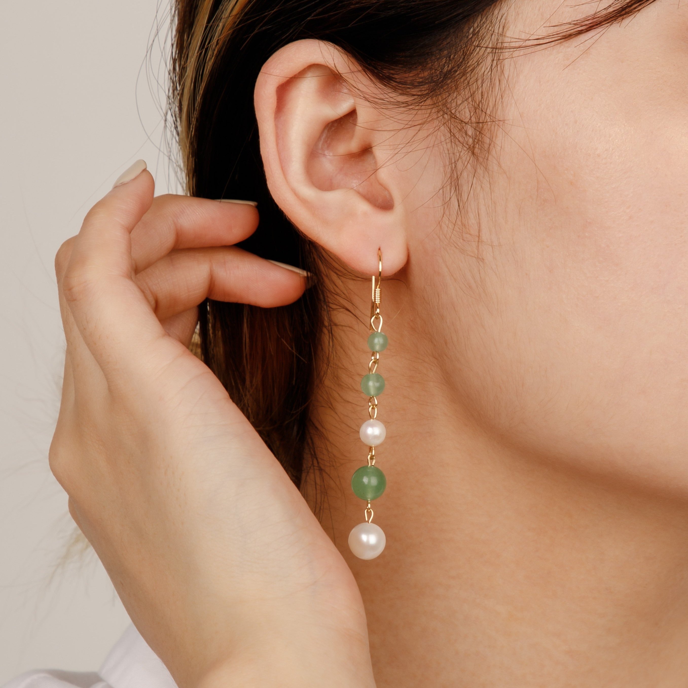 【Aventurine】Natural Pearl Jade Earrings