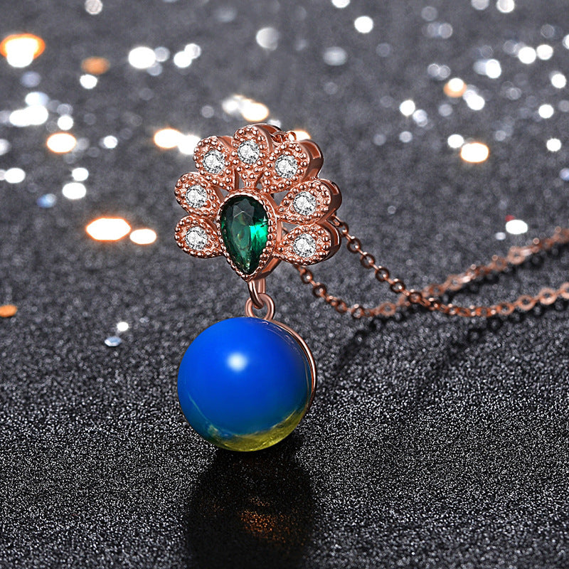 Peacock Blue Amber Necklace