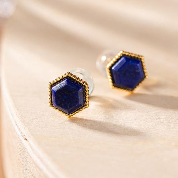 【Lapis Lazuli】S925 Silver Geometric Earrings