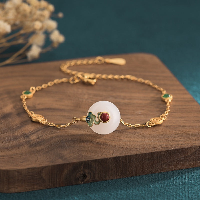 【Quartzite Jade】Jade Circle Chain Bracelet
