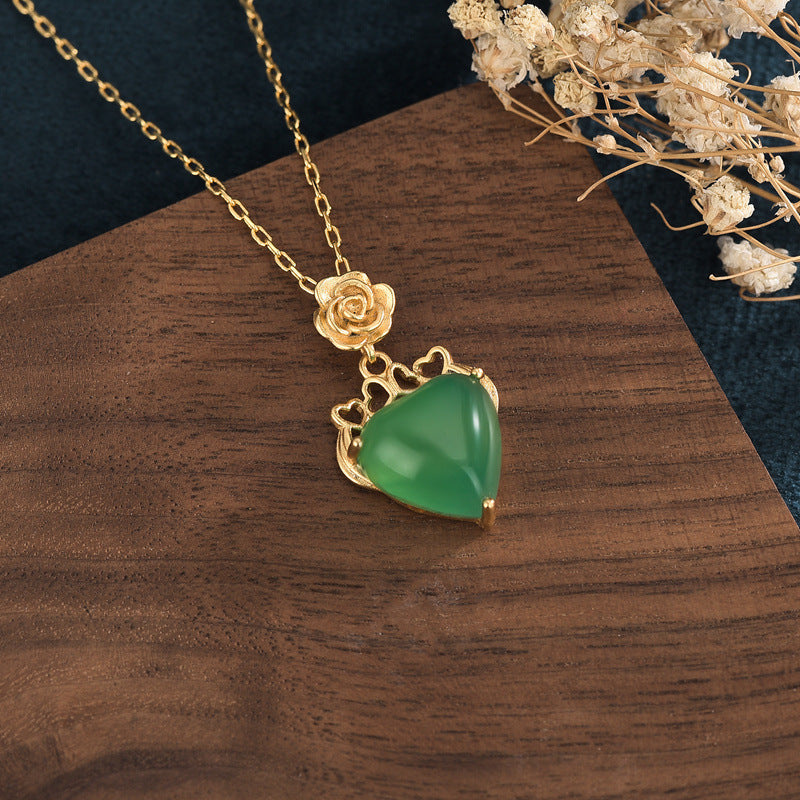 【Chalcedony】Heart Jade Necklace