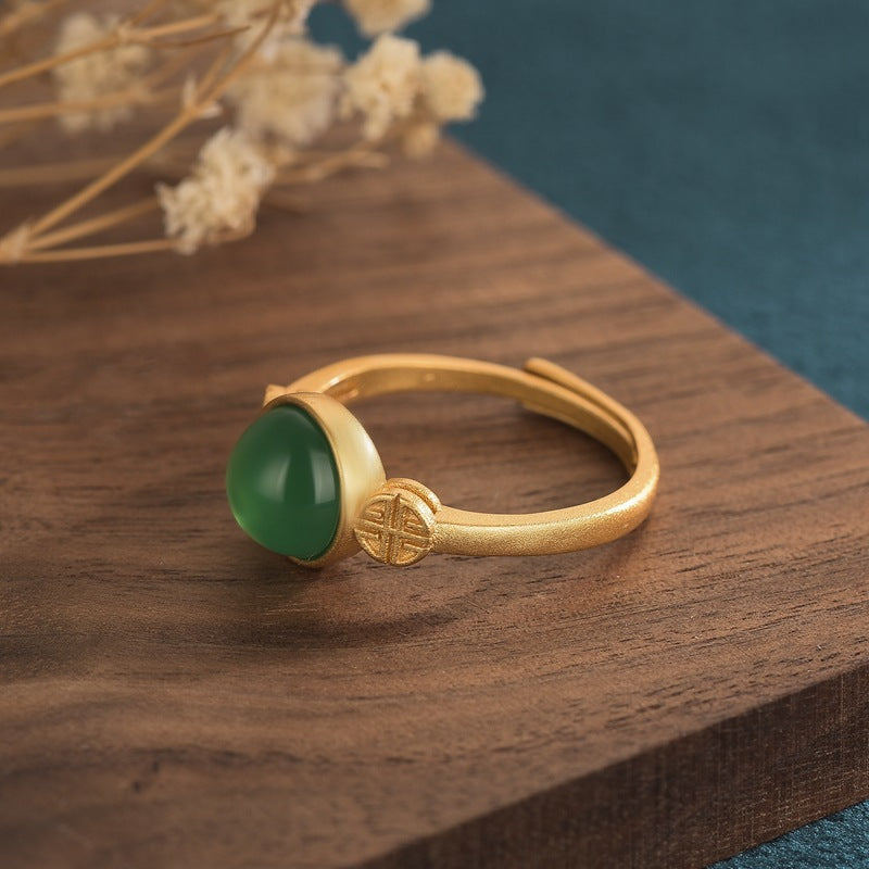 【Quartzite Jade】Geometric Jade Ring