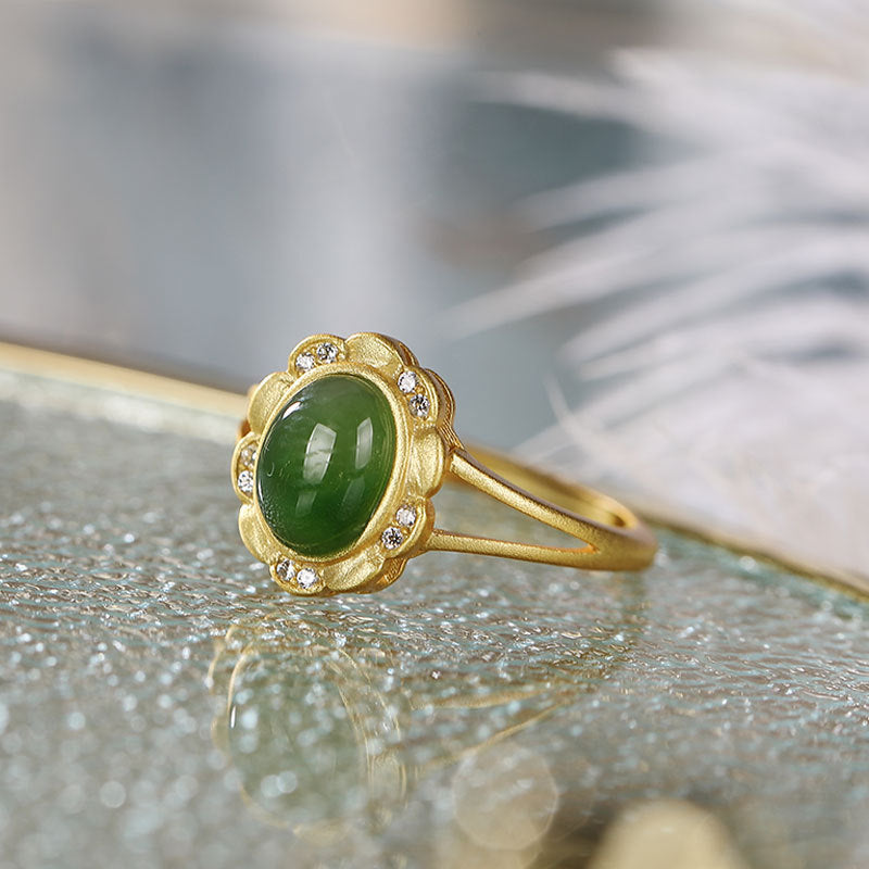 【Hetian Jade】S925 Silver Classical Antique Hetian Jade Ring