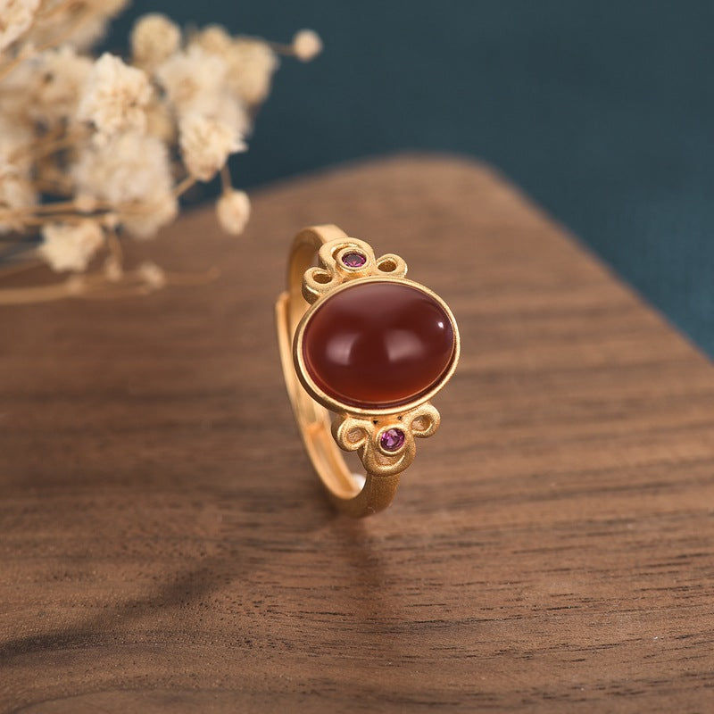 【Agate】Cloud Red Agate Ring