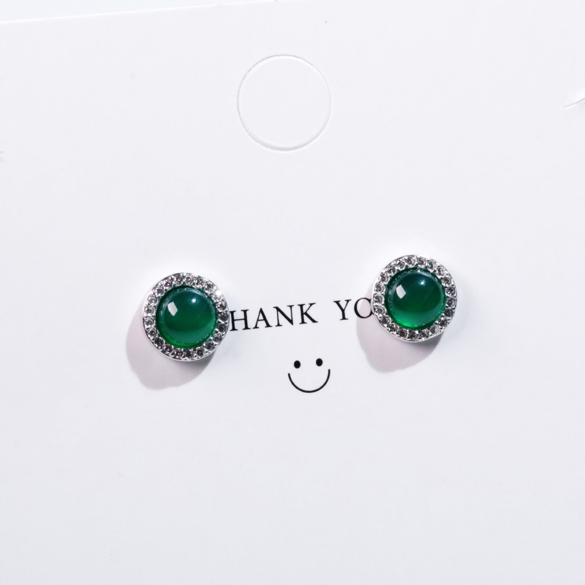 【Agate】Round Green Earrings