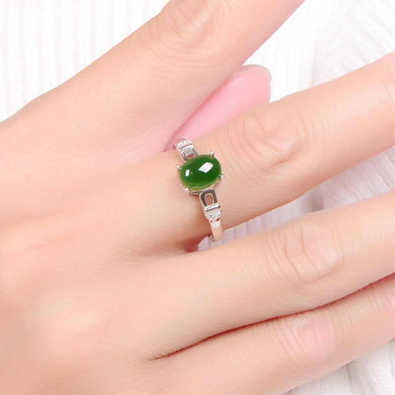 【Agate】Geometric Green Ring