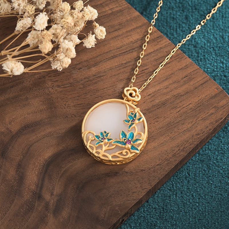 【Quartzite Jade】The Blue Lotus Necklace