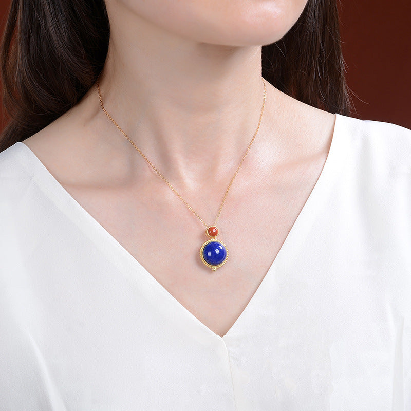 【Lapis Lazuli】S925 Silver Hollow Out Necklace