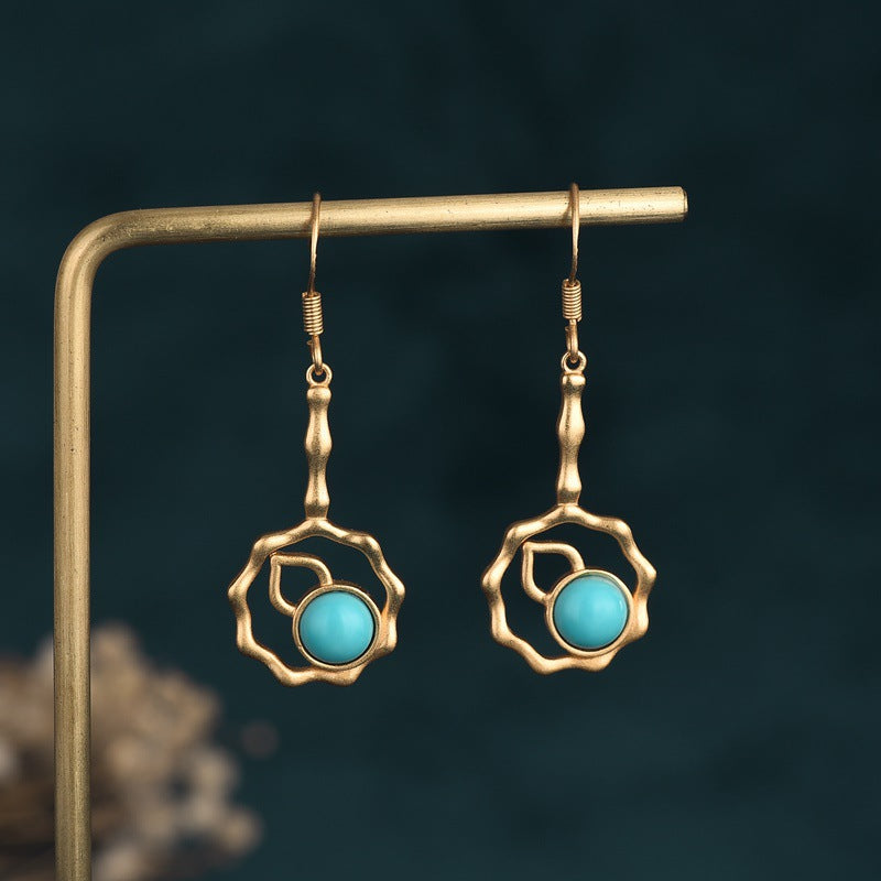Bamboo Taseel Turquoise Earrings