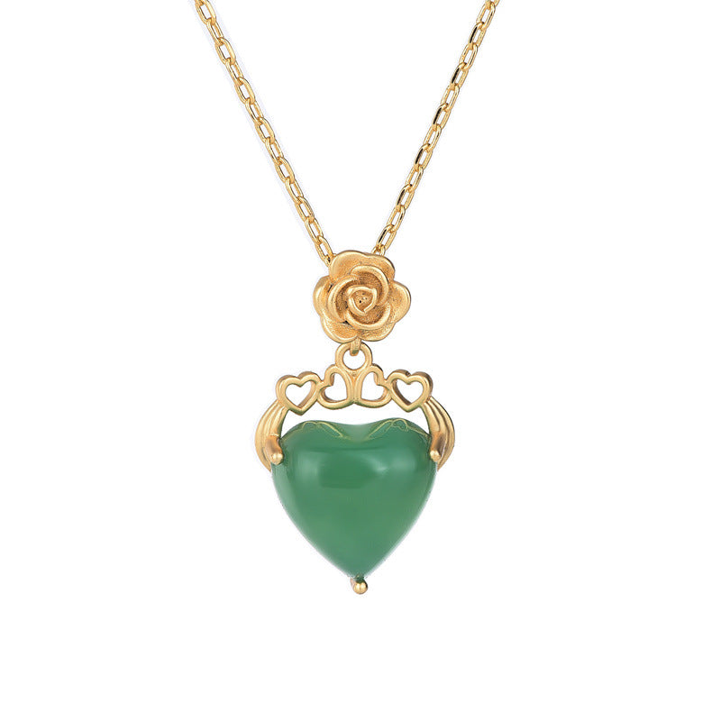 【Chalcedony】Heart Jade Necklace