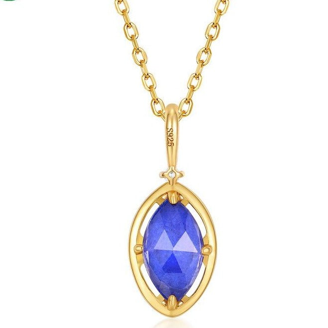 【Lapis Lazuli】S925 Silver Geometric Necklace