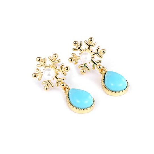 Snow Drop-Shaped Turquoise Earrings
