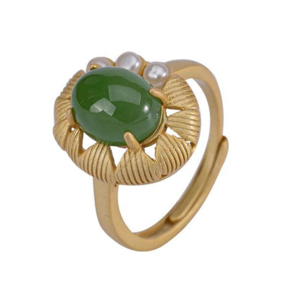 【Hetian Jade】S925 Silver Antique Hetian Jade Ring