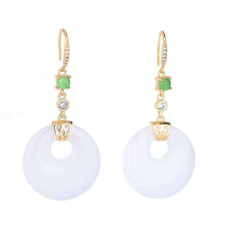 【Quartzite Jade】National Jade Circle Earrings