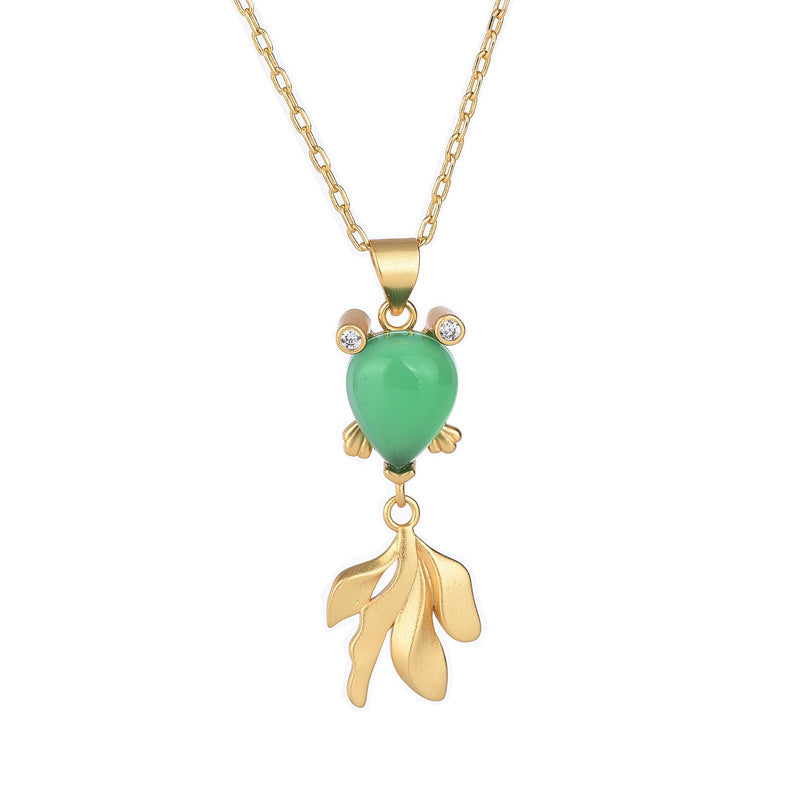 【Chalcedony】Koi Fish Jade Necklace