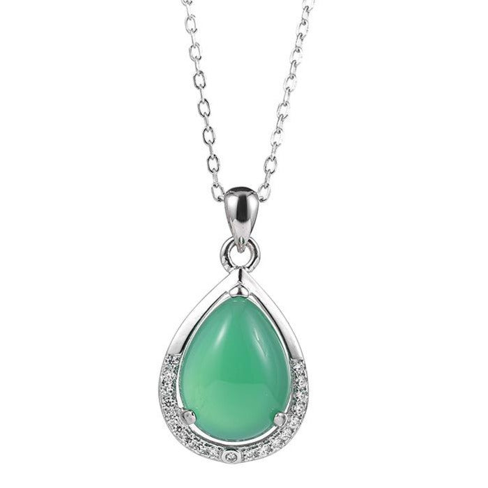 【Chalcedony】Drop-shaped Jade Necklace