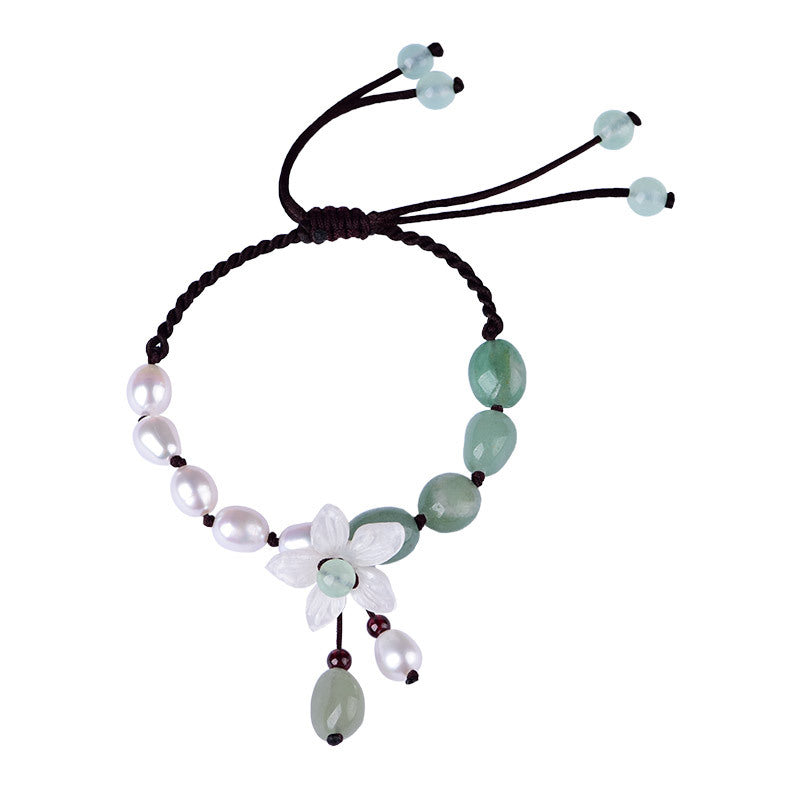 【Aventurine】Floral Pearl Beads Bracelet