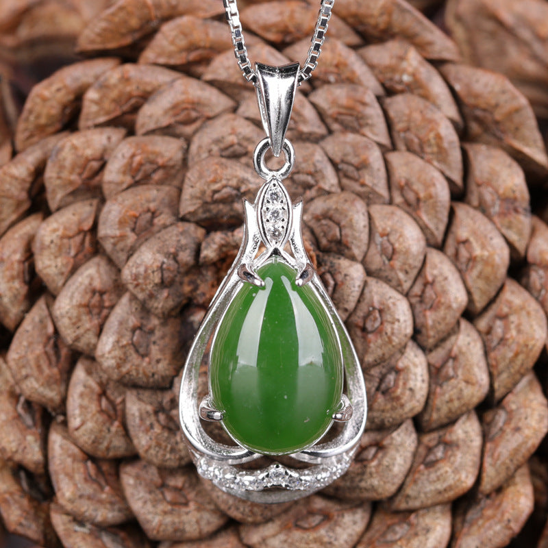 【Hetian Jade】S925 Silver Water drop Hetian Jade Necklace