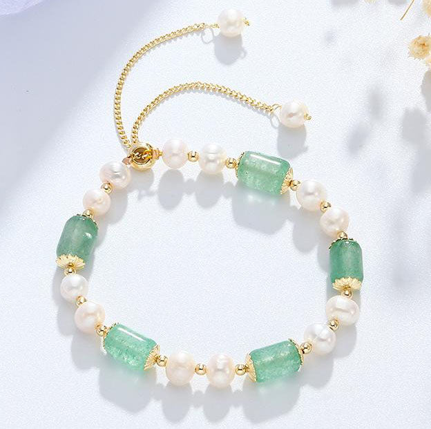 【Aventurine】Adjustable Pearl Bracelet