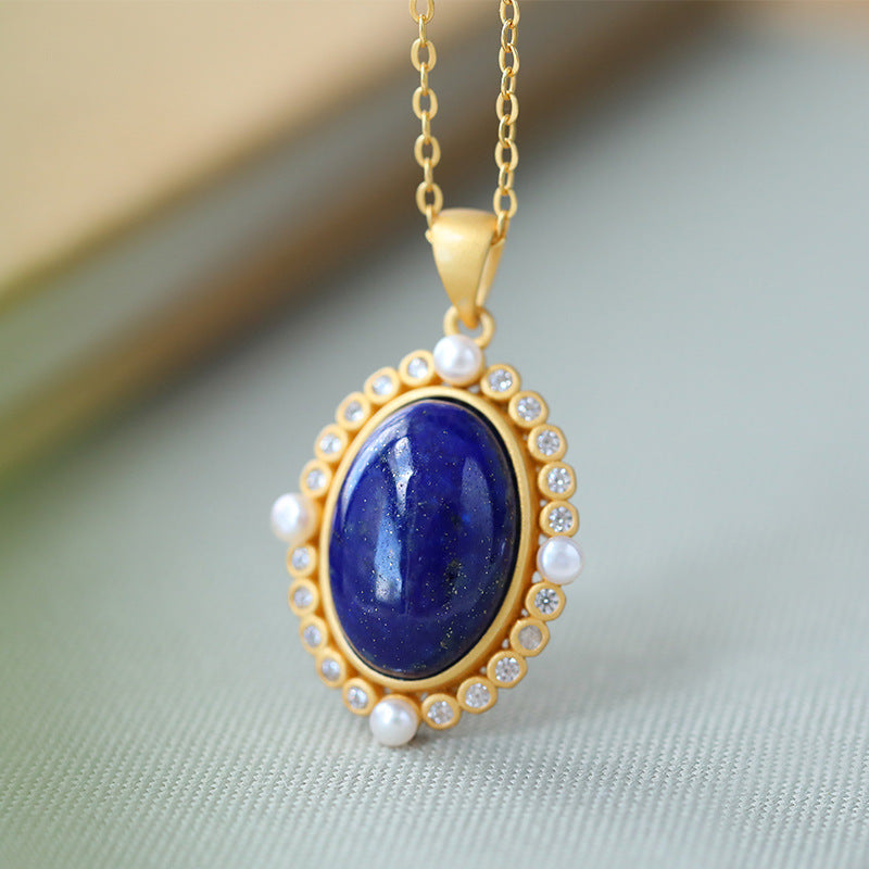 【Lapis Lazuli】S925 Silver Vintage Pearl Necklace
