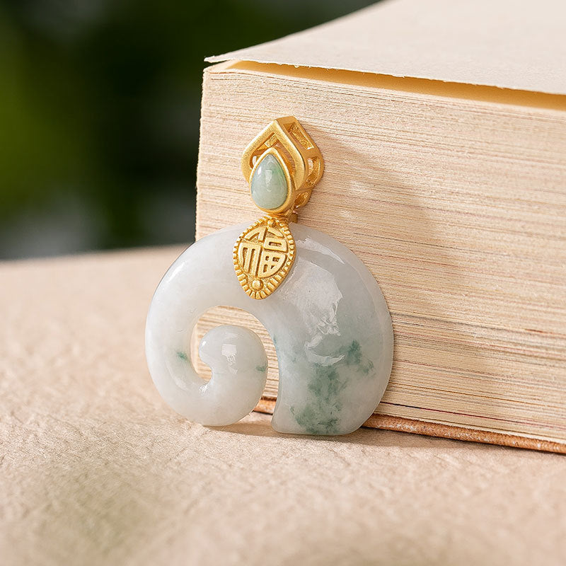 【Jadeite】S925 Silver Elephant Jade Necklace