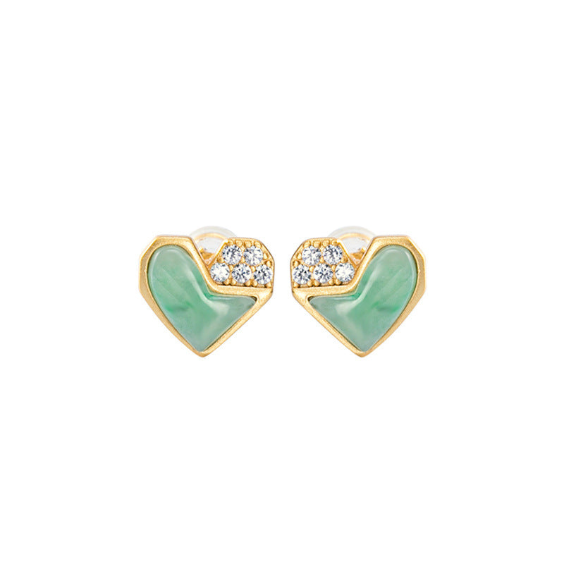【Jadeite】S925 Silver Sweet Cute Jade Earrings
