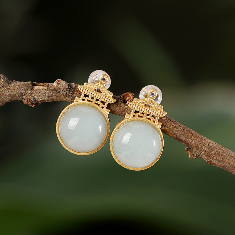 【Jadeite】S925 Silver Jade Earrings