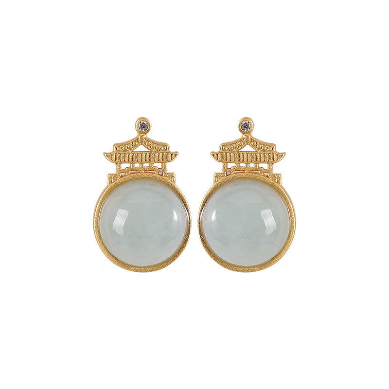 【Jadeite】S925 Silver Jade Earrings