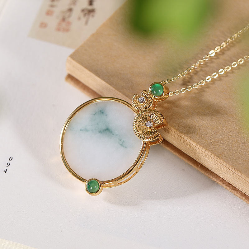 【Jadeite】S925 Silver Round Jade Necklace