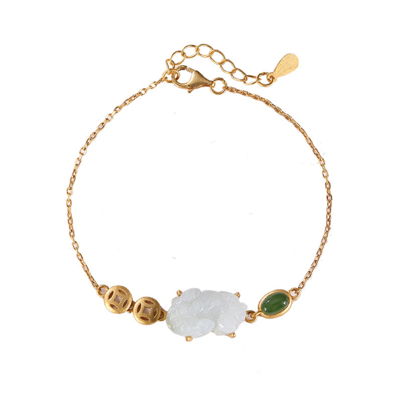 【Jadeite】S925 Silver Pi Xiu Jade Bracelet