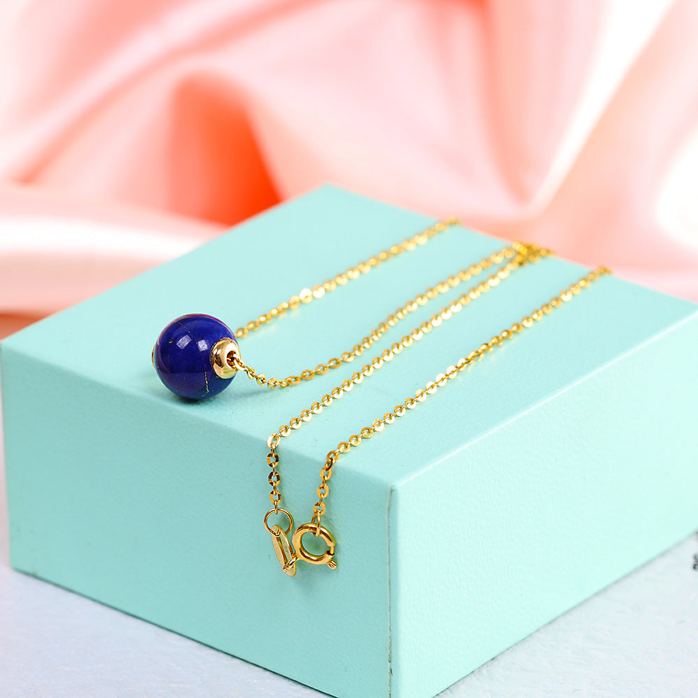 【Lapis Lazuli】18K Gold Bead Pendant Necklace