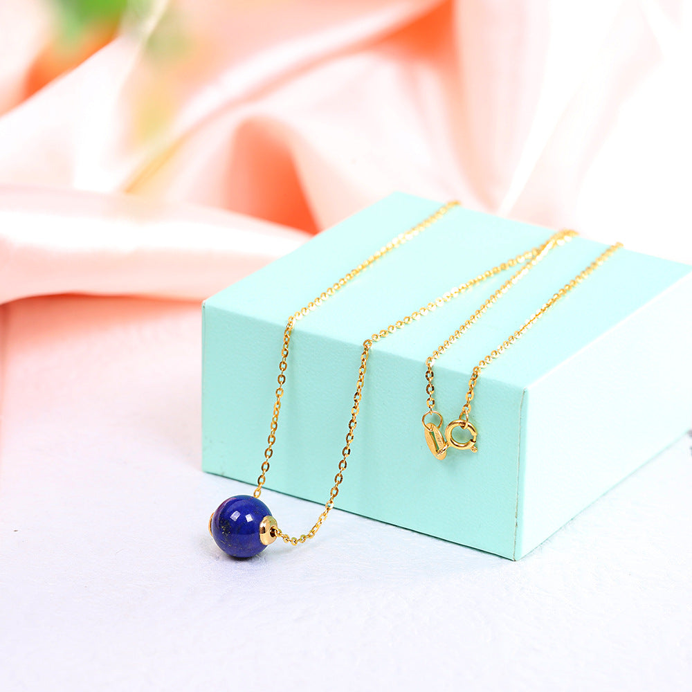 【Lapis Lazuli】18K Gold Bead Pendant Necklace